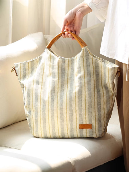 Womens Large Canvas Laptop Tote Bag with Leather Handle-Fits 15.35" Notebook Gift-idea