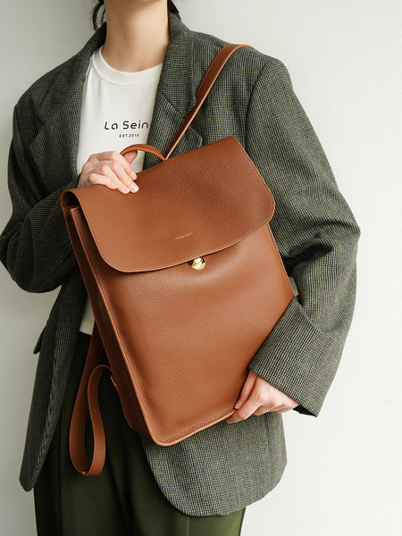 Womens Leather Backpack Bag Minimalist 26 Inch Laptop Bag Casual