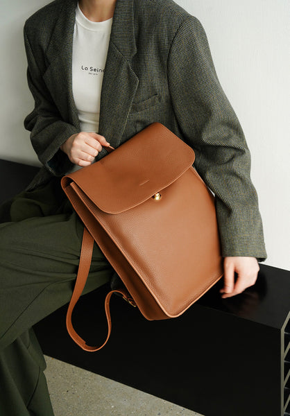 Womens Leather Backpack Bag Minimalist 28 Inch Laptop Bag Chic