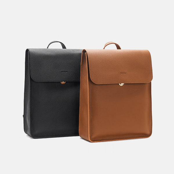Womens Leather Backpack Bag Minimalist 32 Inch Laptop Bag Cowhide