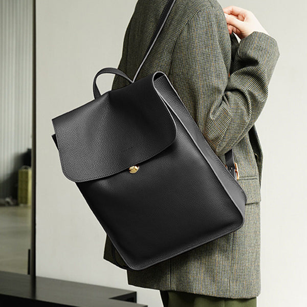 Womens Leather Backpack Bag Minimalist 33 Inch Laptop Bag Cute
