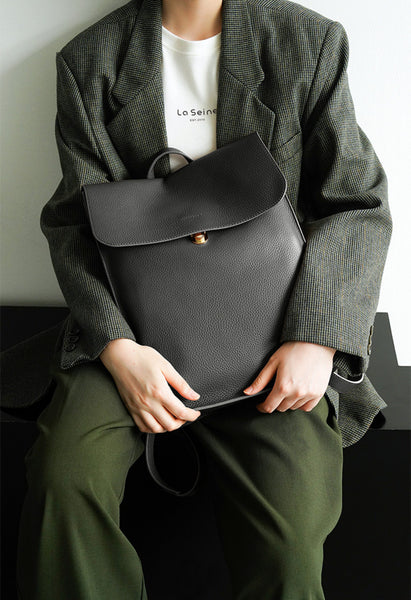 Womens Leather Backpack Bag Minimalist 35 Inch Laptop Bag Details