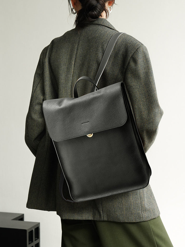 black leather backpack womens laptop Womens Leather Backpack Bag Minimalist 16 Inch Laptop Bag