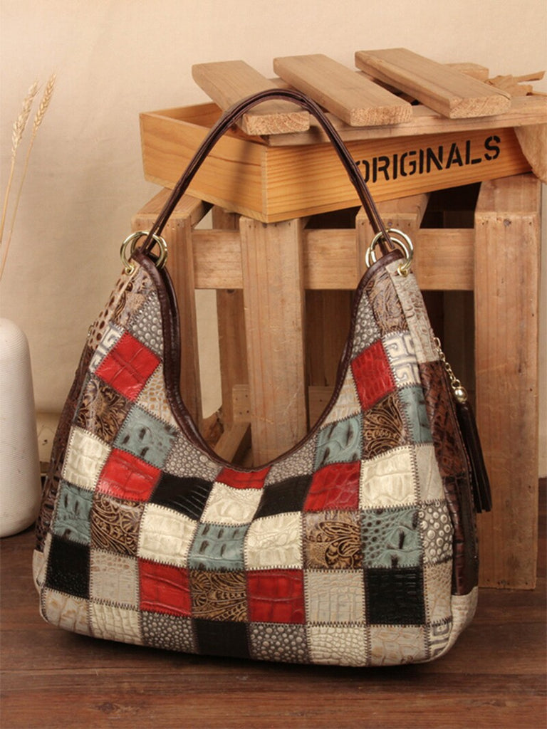 Womens Leather Tote Bag Large Capacity Underarm Shoulder Bag Casual