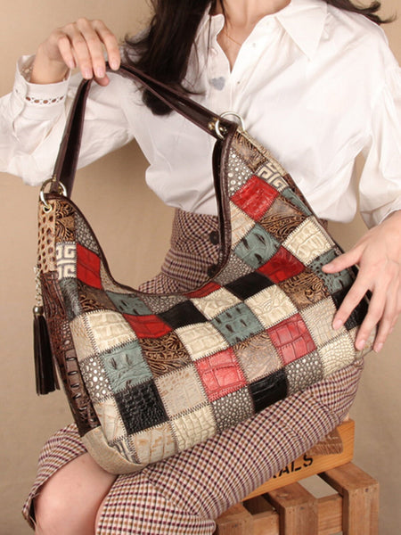 Womens Leather Tote Bag Large Capacity Underarm Shoulder Bag Classic