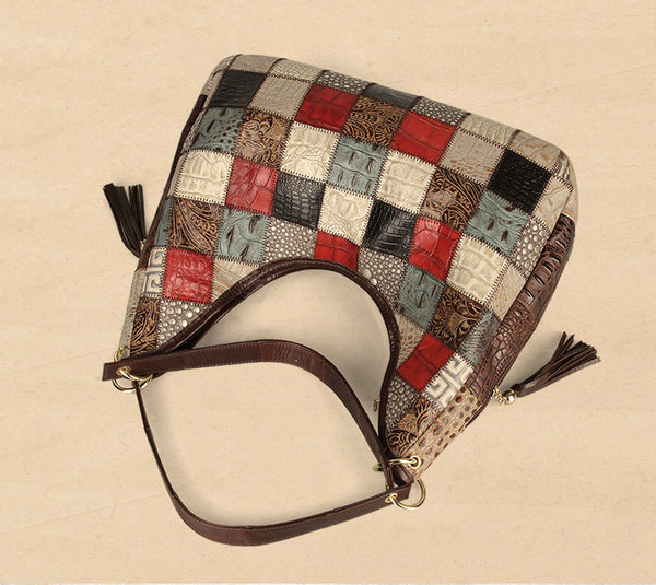 Womens Leather Tote Bag Large Capacity Underarm Shoulder Bag Cowhide