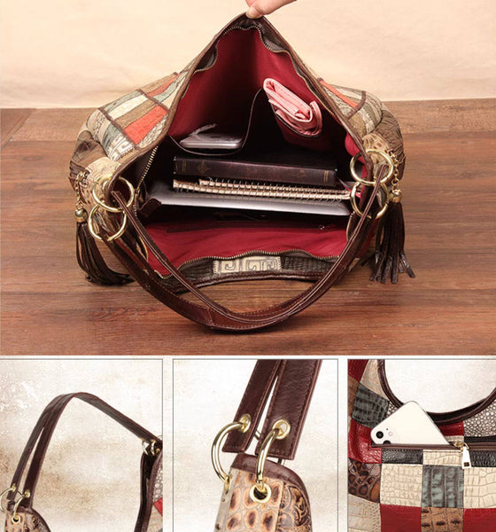 Womens Leather Tote Bag Large Capacity Underarm Shoulder Bag Details