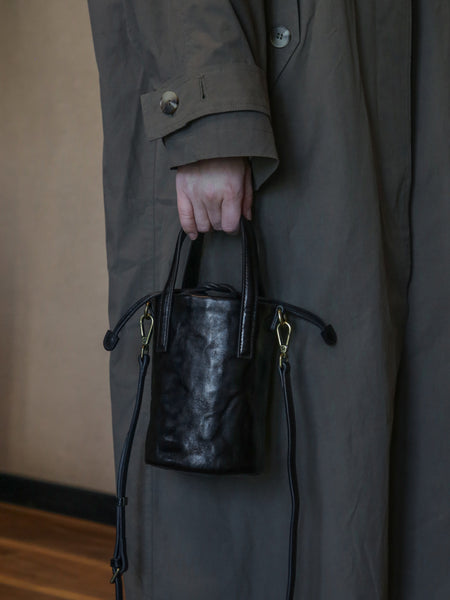 Womens Mini Leather Bucket Bag Vintage Drawstring Crossbody Handbag Classic