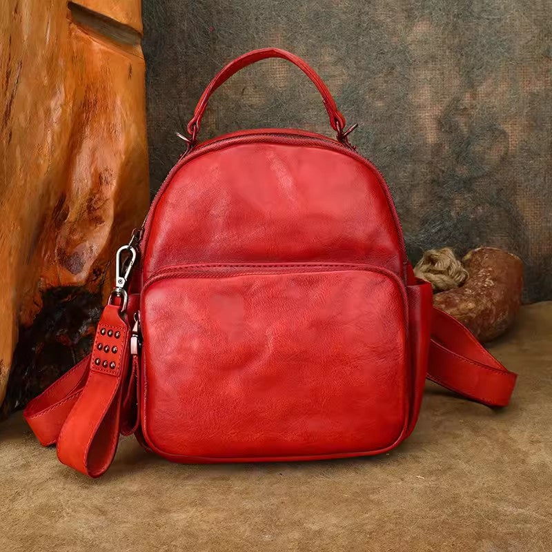 red leather rucksack