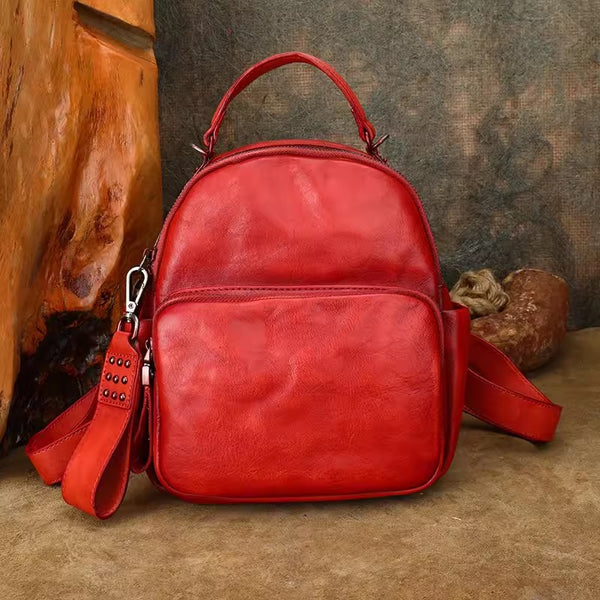 Womens Mini Leather Rucksack Shoulder Bag Leather Backpack Purse For Women Casual