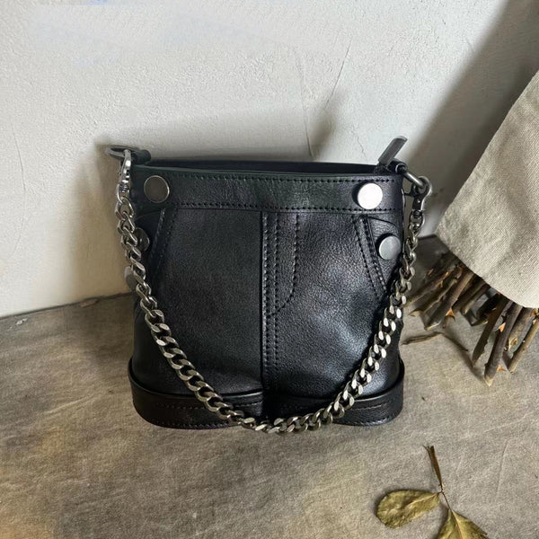Womens Mini Side Bag Genuine Leather Crossbody Bags Black