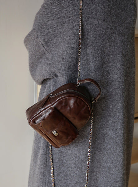 Womens Mini Vegetable Tanned Leather Backpack Top Handle Crossbody Bag Classic