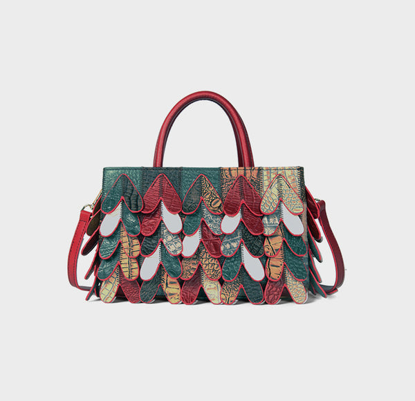 Womens Patchwork Leather Handbag Boho Crossbody Bag Designer