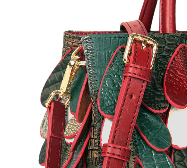 Womens Patchwork Leather Handbag Boho Crossbody Bag Durable