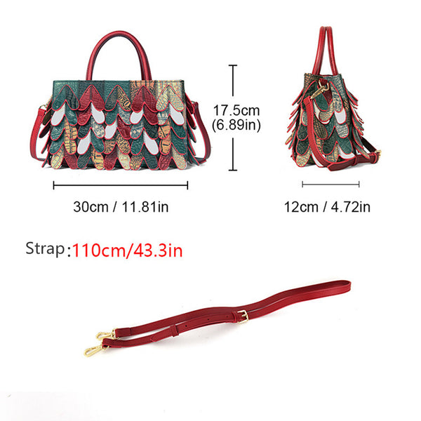 Womens Patchwork Leather Handbag Boho Crossbody Bag Elegant