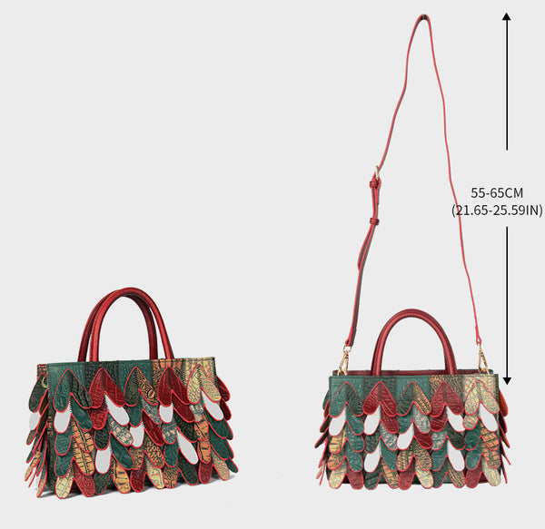 Womens Patchwork Leather Handbag Boho Crossbody Bag Fashion