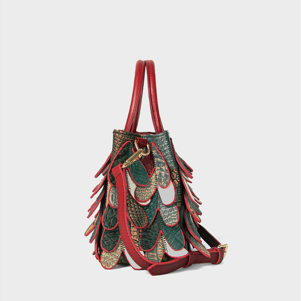 Womens Patchwork Leather Handbag Boho Crossbody Bag Fashionable