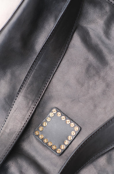Womens Rivet Studded Small Leather Shoulder Bag Black Crossbody Bags For Women Black