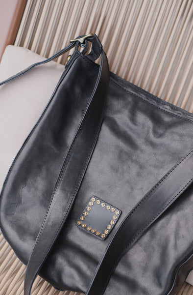 Womens Rivet Studded Small Leather Shoulder Bag Black Crossbody Bags For Women Capacity