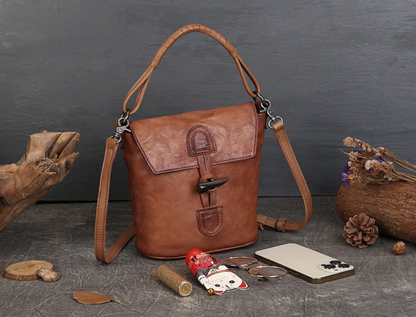 Womens Small Brown Crossbody Purse Genuine Leather Handbags For Women Casual