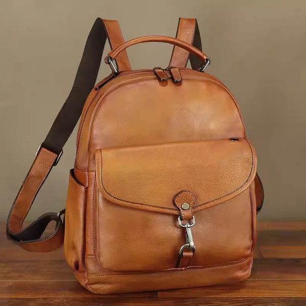 Womens Small Leather Rucksack Leather Backpack Purse For Women Brown
