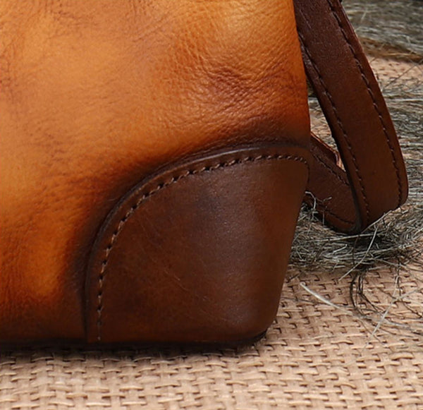 Ladies Genuine Leather Bucket Bags Brown Shoulder Bag