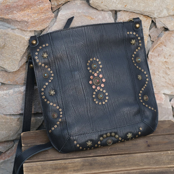 Womens Small Over The Shoulder Purse Rivet Studded Black Crossbody Bags For Women Accessories