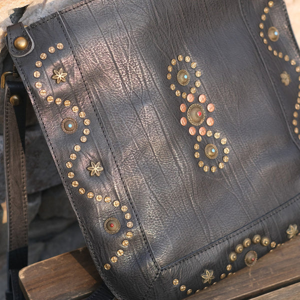 Womens Small Over The Shoulder Purse Rivet Studded Black Crossbody Bags For Women Badass