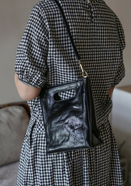 Womens Small Vegetable Tanned Leather Underarm Bag Vertical Handbag and Crossbody Bag Designer