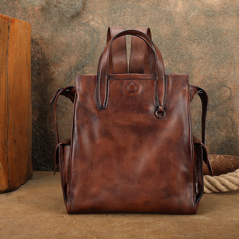Womens Small Vintage Leather Backpack Bag Travel Tote Backpack Purse Badass