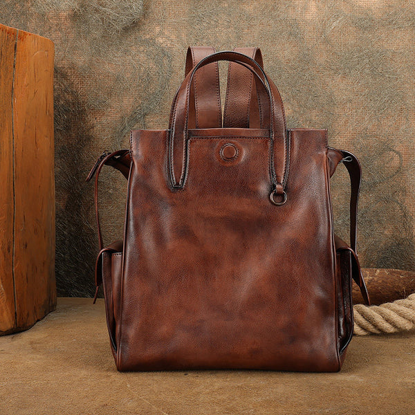 Womens Small Vintage Leather Backpack Bag Travel Tote Backpack Purse Badass
