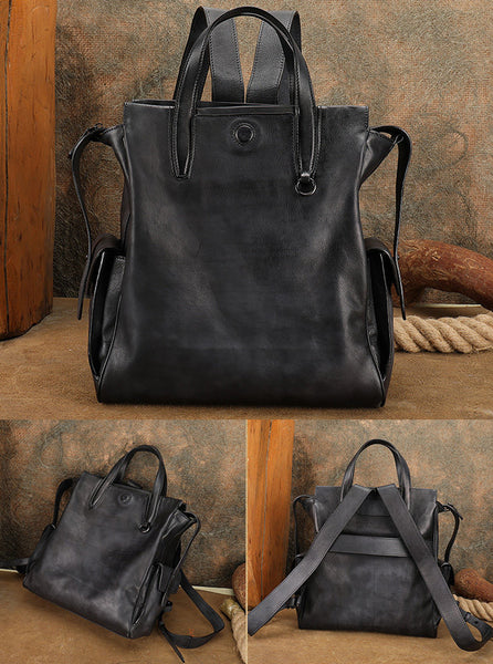Womens Small Vintage Leather Backpack Bag Travel Tote Backpack Purse Classic