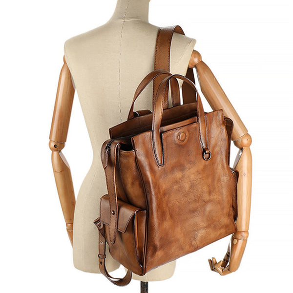 Womens Small Vintage Leather Backpack Bag Travel Tote Backpack Purse Classy