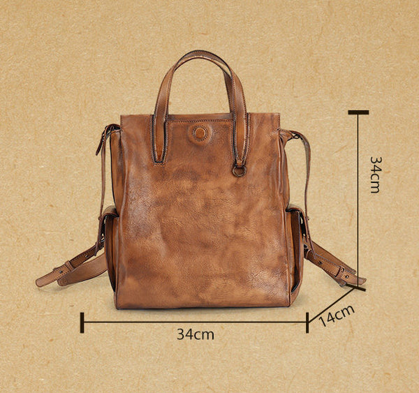 Womens Small Vintage Leather Backpack Bag Travel Tote Backpack Purse Designer