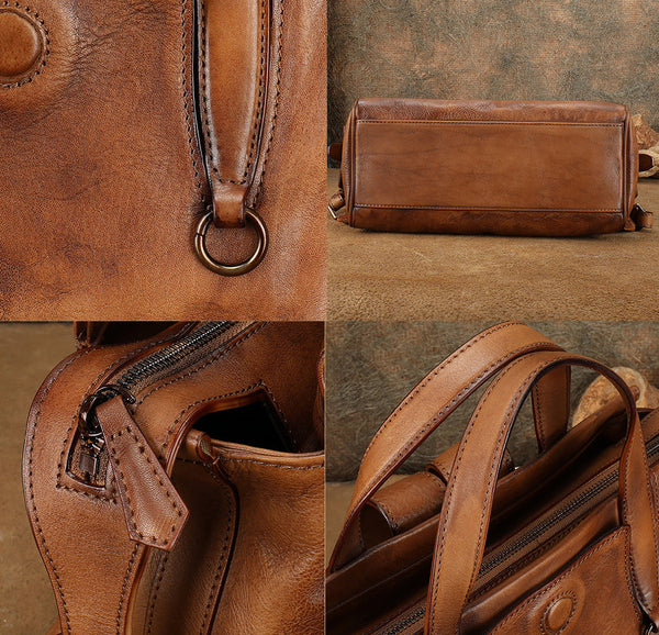 Womens Small Vintage Leather Backpack Bag Travel Tote Backpack Purse Details