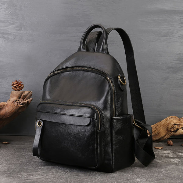 Womens Small Vintage Leather Backpack Full Grain Cowhide Shoulder Bag Beautiful