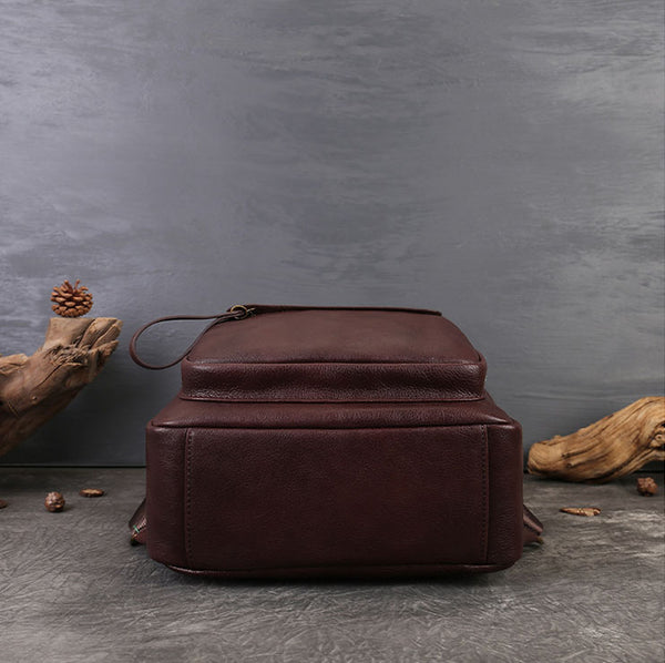 Womens Small Vintage Leather Backpack Full Grain Cowhide Shoulder Bag Gift