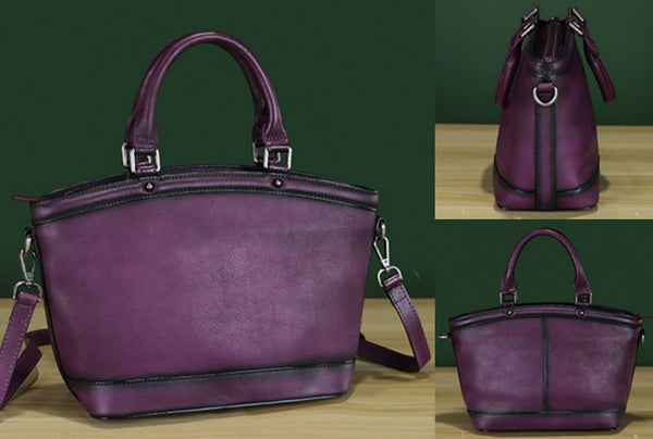 Chic Womens Leather Small Crossbody Bag Purple Leather Handbags