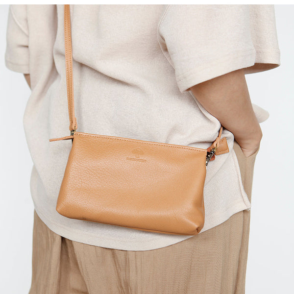 Womens Trendy Shoulder Bags Genuine Leather Crossbody Bags Brown