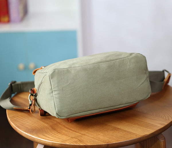 Womens Vintage Canvas Leather Crossbody Bag Small Box Handbag Classy