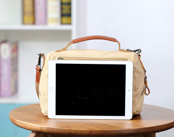 Womens Vintage Canvas Leather Crossbody Bag Small Box Handbag Gift-idea