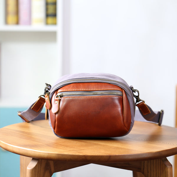 Womens Vintage Canvas and Leather Mini Crossbody Bag Shoulder Bag Beautiful