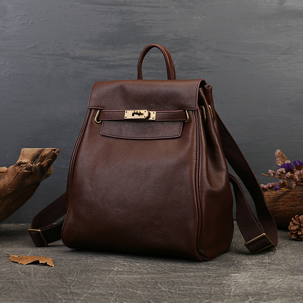 Womens Vintage Leather Backpack Bag Genuine Leather Backpack Purse