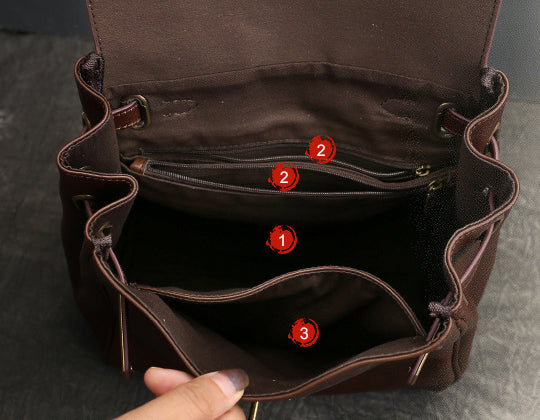 Womens Vintage Leather Backpack Bag Genuine Leather Backpack Purse Capacity