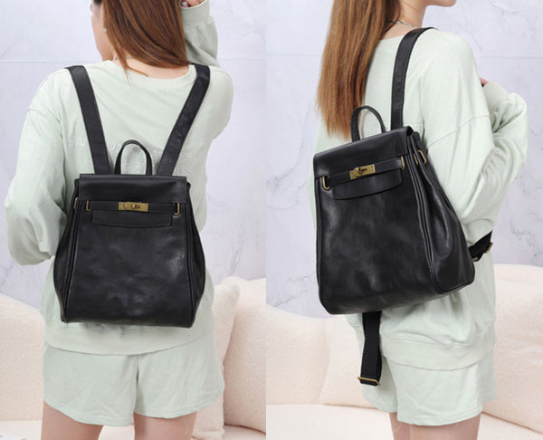 Womens Vintage Leather Backpack Bag Genuine Leather Backpack Purse Fashionable