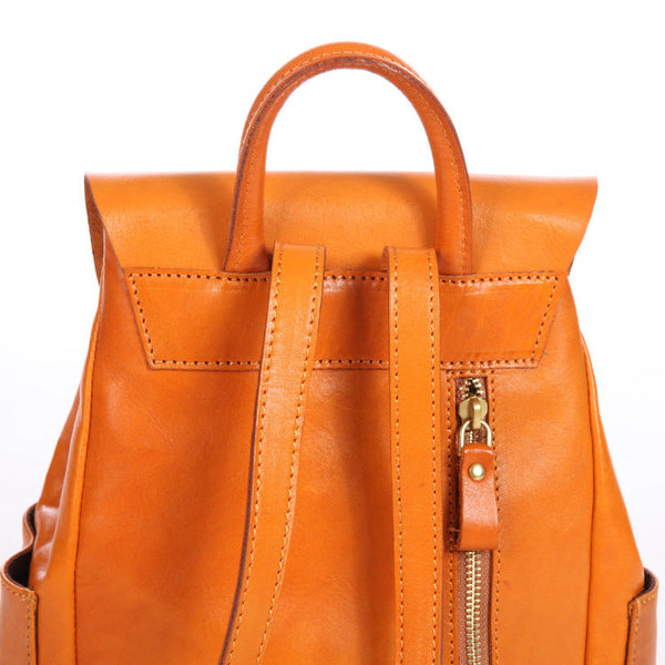 Womens Vintage Leather Backpack Bag Small Rucksack Bag For Women Back