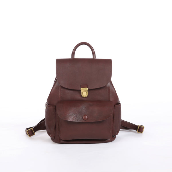 Womens Vintage Leather Backpack Bag Small Rucksack Bag For Women Beautiful