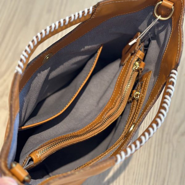 Womens Vintage Leather Satchel Purse Shoulder Bag with Top Handle Capacity