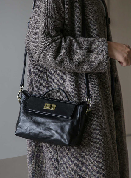 Womens Vintage Top-Grain Leather Small Crossbody Bag Shoulder Handbag Chic