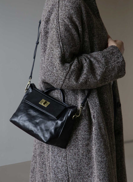 Womens Vintage Top-Grain Leather Small Crossbody Bag Shoulder Handbag Classy